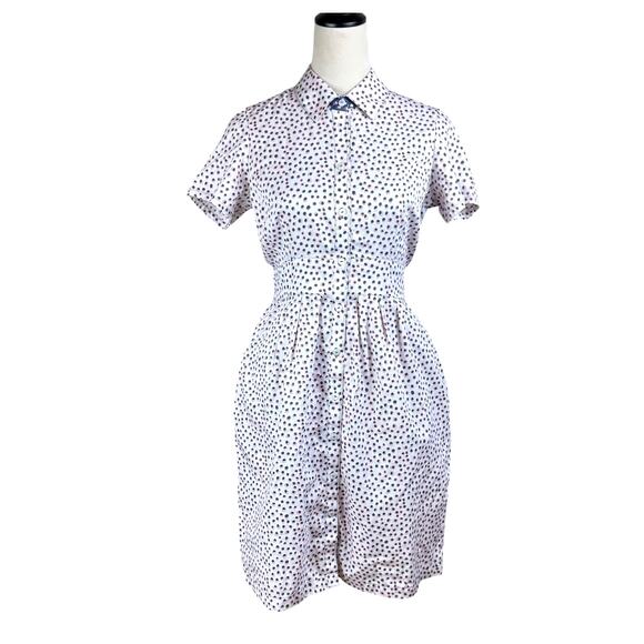 Foxcroft Vienna Short Sleeve Button Up Demure Dots 100% Cotton Shirt Dress - Picture 3 of 13